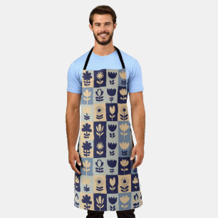 Whimsical Floral Pattern Illustration Apron