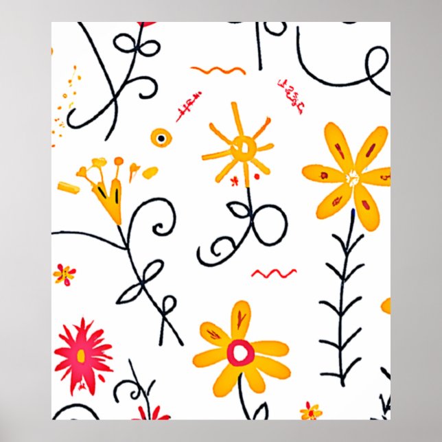 Whimsical Floral Pattern Poster (Front)