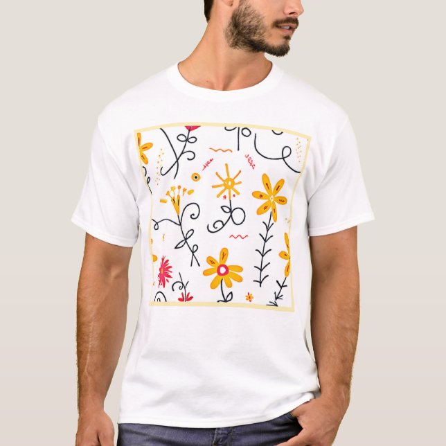 Whimsical Floral Pattern T-Shirt (Front)