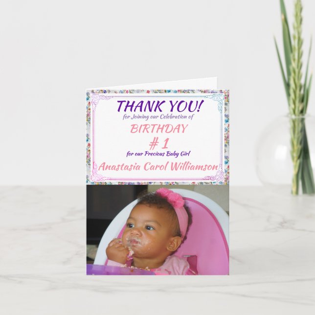WHIMSICAL FLORAL PATTERN THANK YOU CARD (Front)