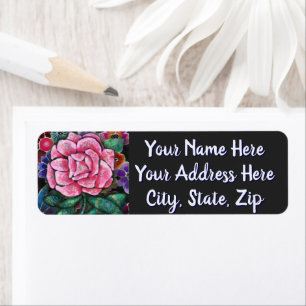 Whimsical Floral Pink Rose Art Nouveau Botanical