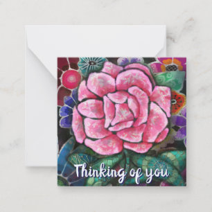 Whimsical Floral Pink Rose Art Nouveau Botanical Card