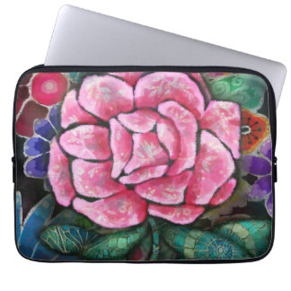 Whimsical Floral Pink Rose Art Nouveau Botanical Laptop Sleeve