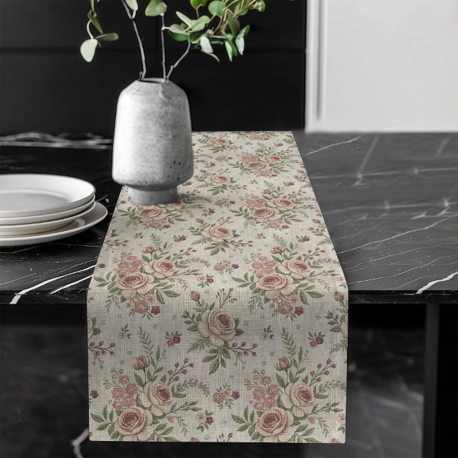 Whimsical Floral Playful Shabby Chic Aesthetic Long Table Runner (Whimsical Floral Playful Shabby Chic Aesthetic Long Table Runner)