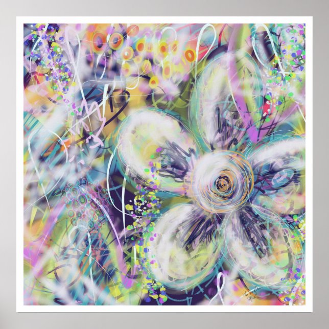 Whimsical Floral Print Original Art Poster (Front)