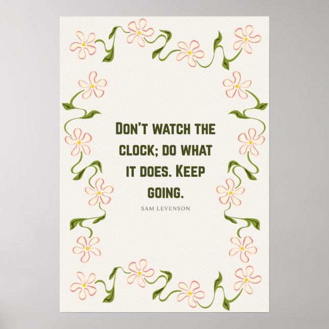 Whimsical Floral Quote Poster – Productivity  (Front)