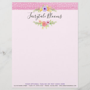Whimsical Floral Roses & Rustic Pink Wood Girly Custom Letterhead