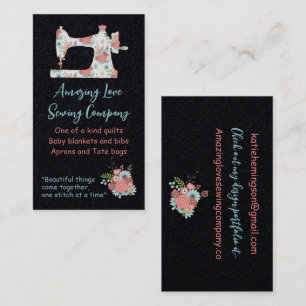Whimsical Floral Sewing Machine Business Car Business Card