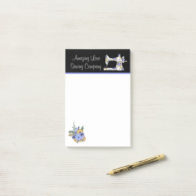 Whimsical Floral Sewing Machine Note Pad (On Desk)