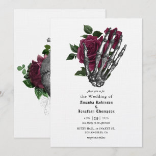 Whimsical Floral Skeleton Gothic Wedding Invitation