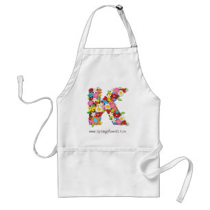 Whimsical Floral Spring Flowers Monogram Apron