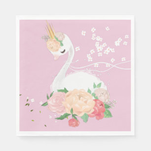 Whimsical Floral Swan Birthday  Napkin