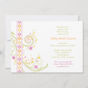 Whimsical Floral Sweet 16 Birthday Invitation
