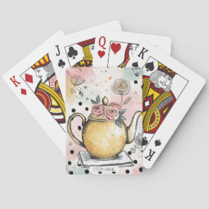 Whimsical Floral Teapot – Cozy Cottagecore Playing Cards