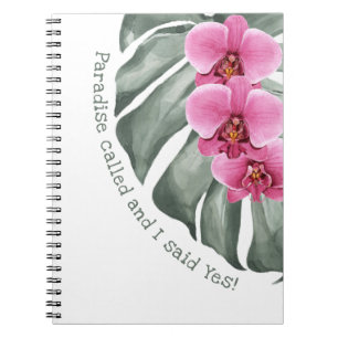 Whimsical Floral Tropical Quote Paradise Called Notebook