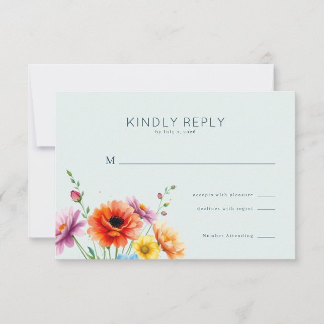 Whimsical Floral Watercolor Invitation (Front)