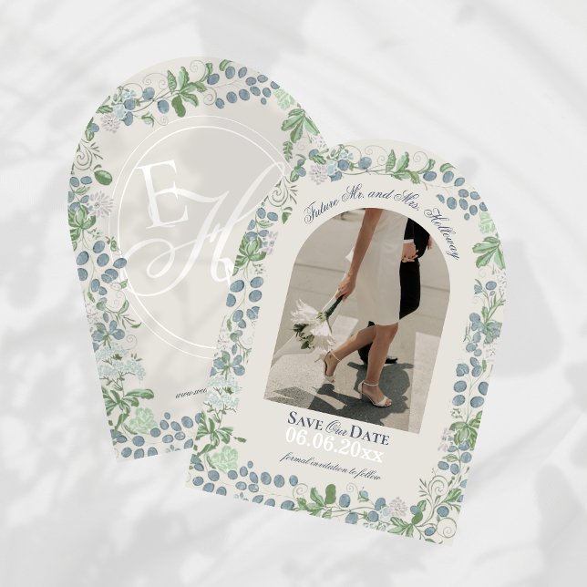 Whimsical Floral Watercolor Photo Save the Date Invitation (Invite guests to mark their calendars for your wedding with this Whimsical Floral Save the Date!)