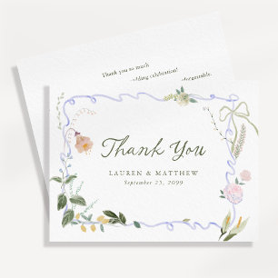 Whimsical Floral Wedding Thank You Card