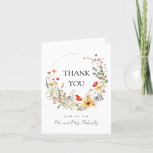 Whimsical Floral Wedding Thank You Card