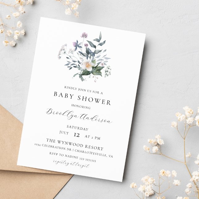 Whimsical Floral Wildflower Spring Baby Shower Invitation (Creator Uploaded)