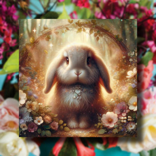 Whimsical Floral Woodland Easter Bunny Holiday Card