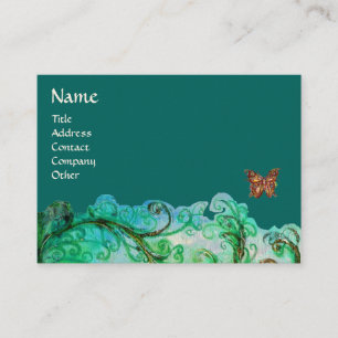 WHIMSICAL FLOURISHES bright green blue Business Card
