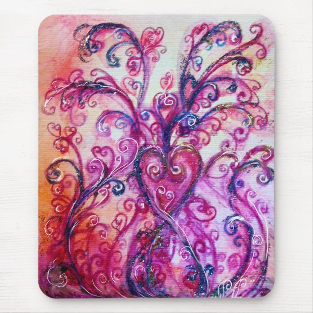 WHIMSICAL FLOURISHES bright pink purple white Mouse Pad (Front)