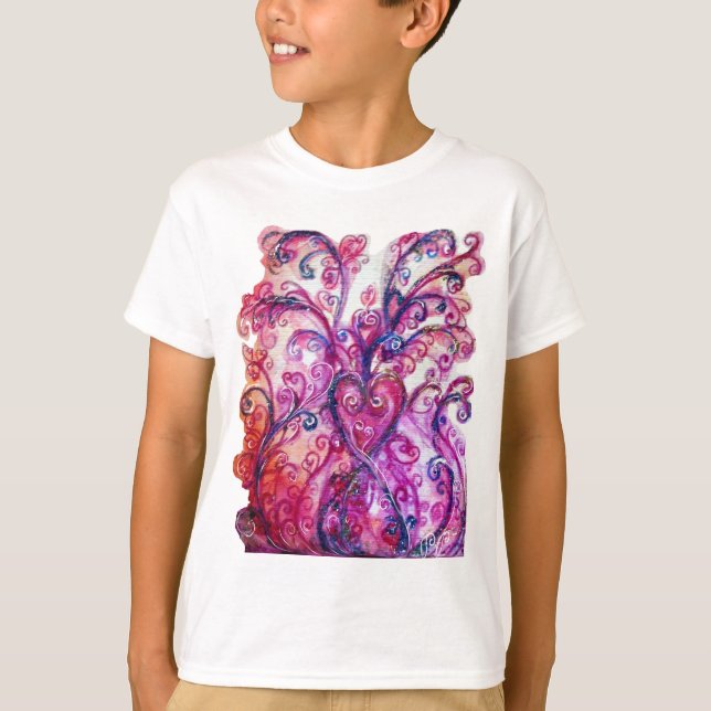 WHIMSICAL FLOURISHES bright pink purple white T-Shirt (Front)