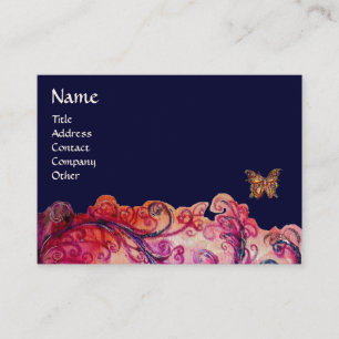 WHIMSICAL FLOURISHES bright red ,pink purple blue Business Card