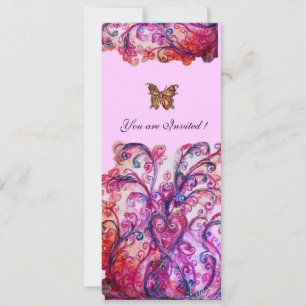 WHIMSICAL FLOURISHES bright red pink purple Invitation