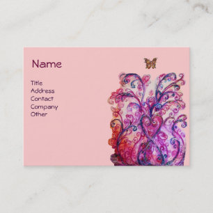 WHIMSICAL FLOURISHES bright red pink purple white Business Card