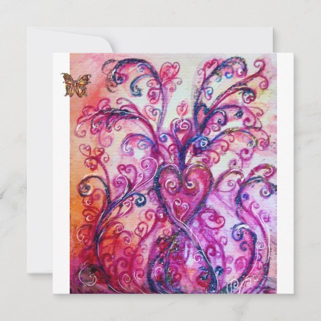 WHIMSICAL FLOURISHES bright red ,pink purple white Invitation (Front)