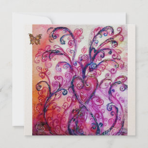 WHIMSICAL FLOURISHES bright red pink purple white Invitation