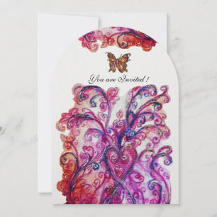WHIMSICAL FLOURISHES bright red pink purple white Invitation