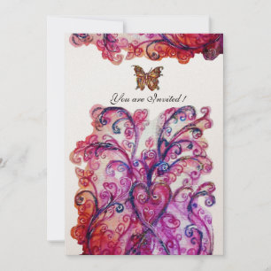 WHIMSICAL FLOURISHES bright red pink purple White Invitation
