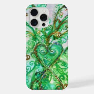 WHIMSICAL FLOURISHES bright teal green white iPhone 15 Pro Max Case