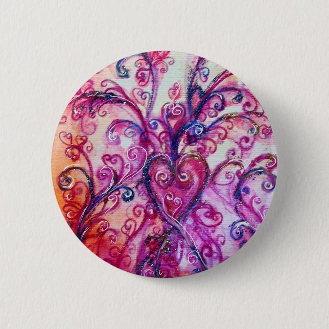 WHIMSICAL FLOURISHES Pink Purple White Floral 6 Cm Round Badge (Front)