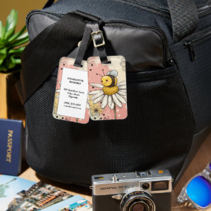 Whimsical Flower and Bee – Cozy Floral (1) Luggage Tag