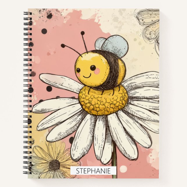 Whimsical Flower and Bee – Cozy Floral (1) Notebook (Front)