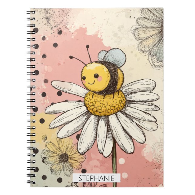 Whimsical Flower and Bee – Cozy Floral (1) Notebook (Front)
