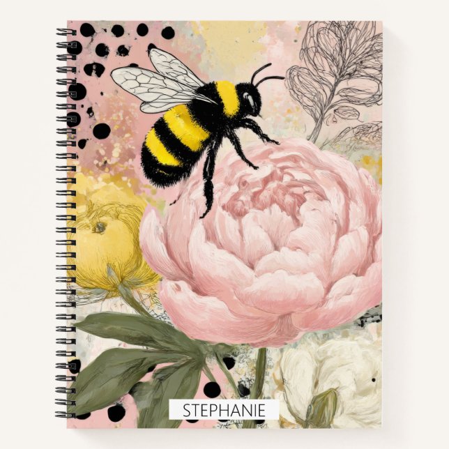 Whimsical Flower and Bee – Cozy Floral (2) Notebook (Front)