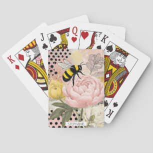 Whimsical Flower and Bee – Cozy Floral (2) Playing Cards
