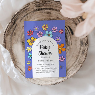 Whimsical Flower Baby Shower – Peach & Pastel Invitation