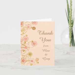 Whimsical Flower Border Wedding Thank You Card