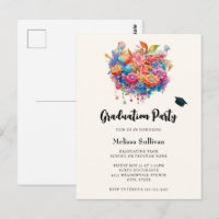 Whimsical Flower Bouquet Graduation Invitation