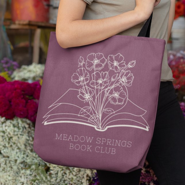 Whimsical Flower Bouquet Personalised Book Club Tote Bag (Creator Uploaded)