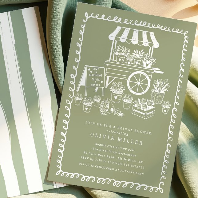 Whimsical Flower Cart Bridal Shower Invitation (Creator Uploaded)