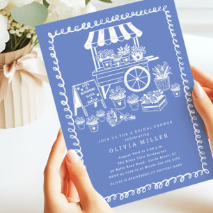 Whimsical Flower Cart Bridal Shower Invitation