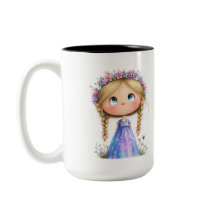 Whimsical Flower Crown Girl Cute Kids Art