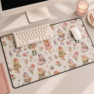 Whimsical Flower Fairies and Wildflower Garden Desk Mat